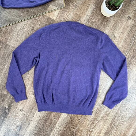 Polo by Ralph Lauren Purple Pima Cotton V-Neck Sweater - Picture 4 of 4